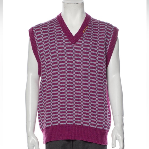 Men’s MARNI Virgin Wool Printed Sweater Vest size 44 - Picture 6 of 11